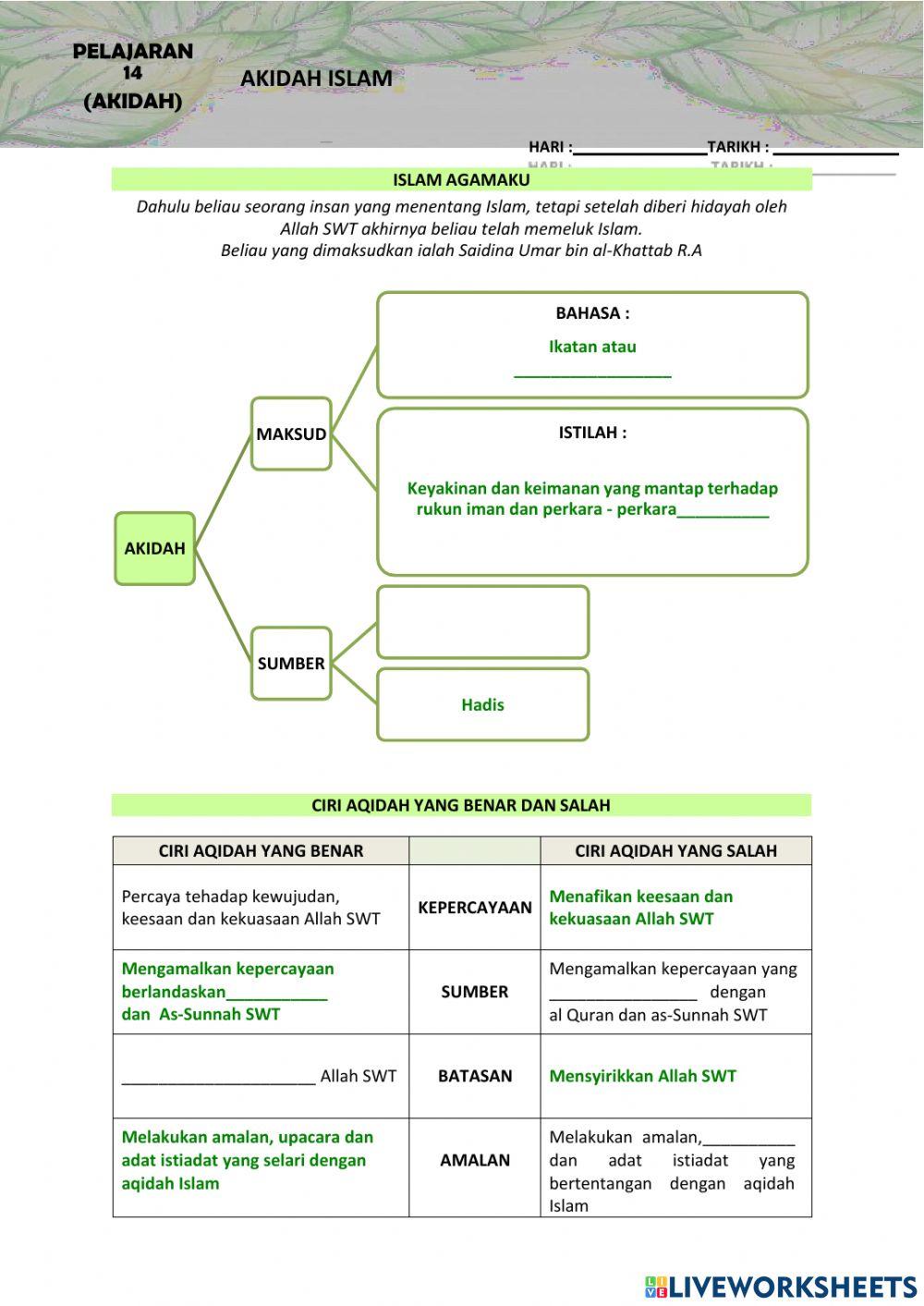 Pendidikan islam ting 1, akidah islam