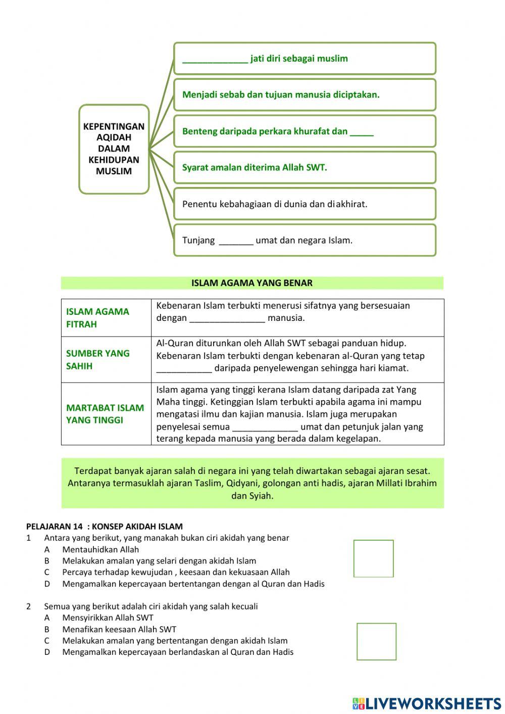 Pendidikan islam ting 1, akidah islam