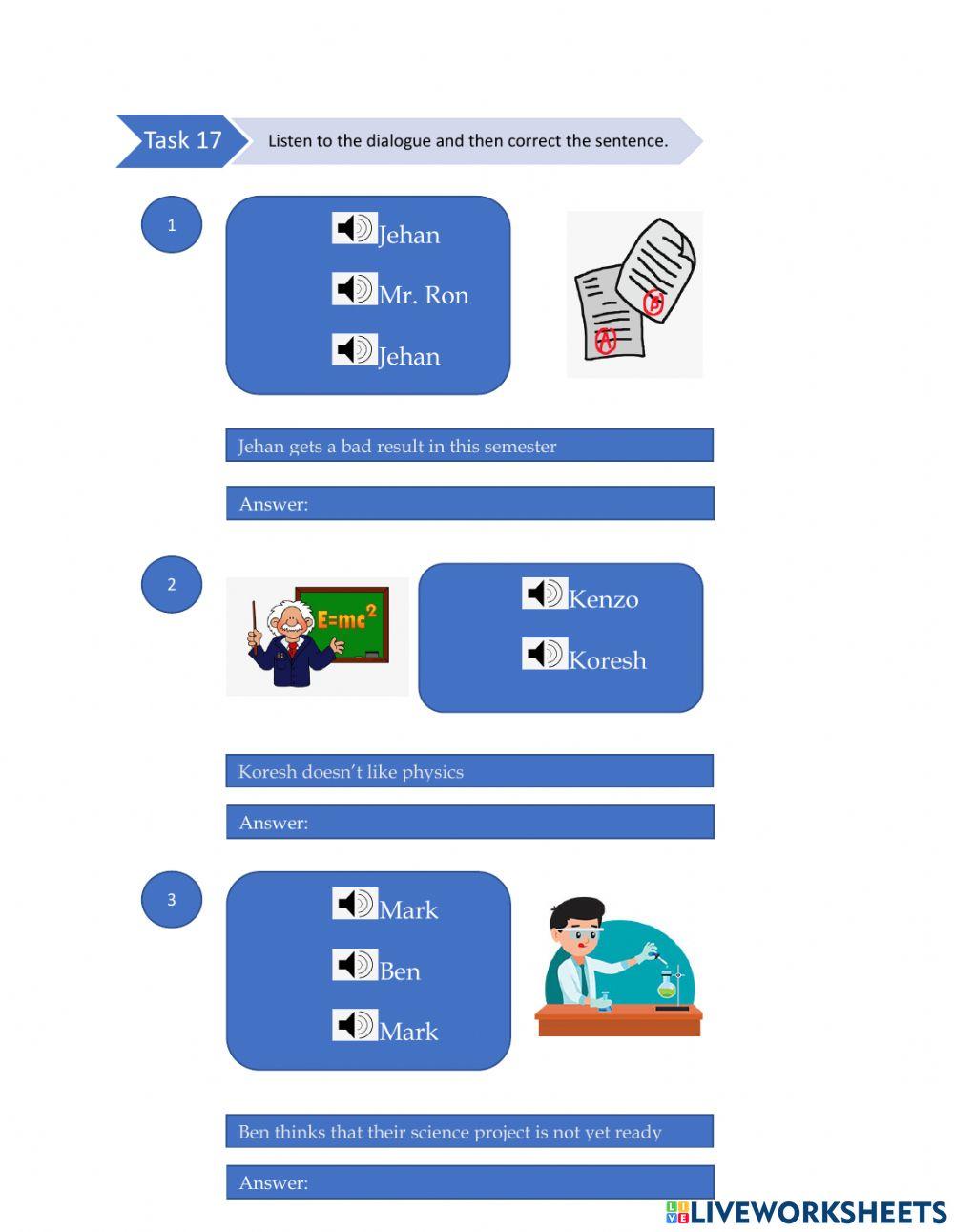 Unit 1 (At School) - Task 17