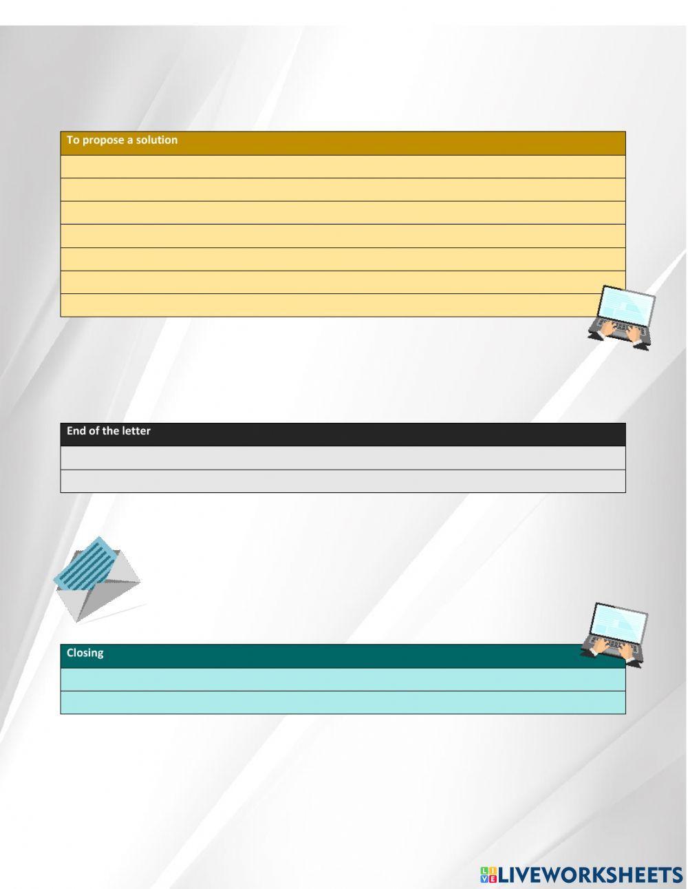 Parts of a letter of complaint