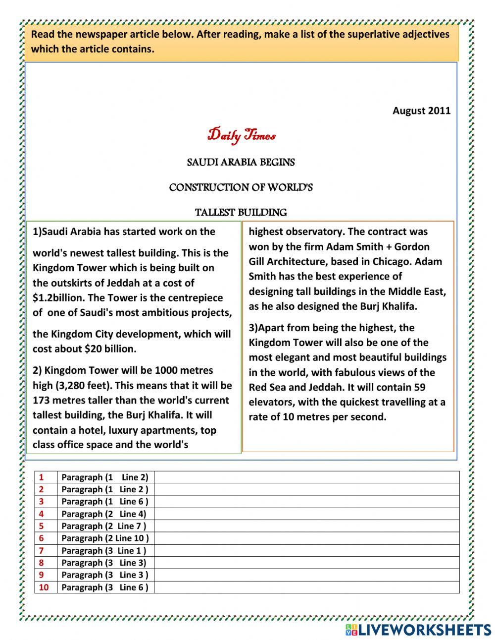 The world's tallest building in Saudia Arabia