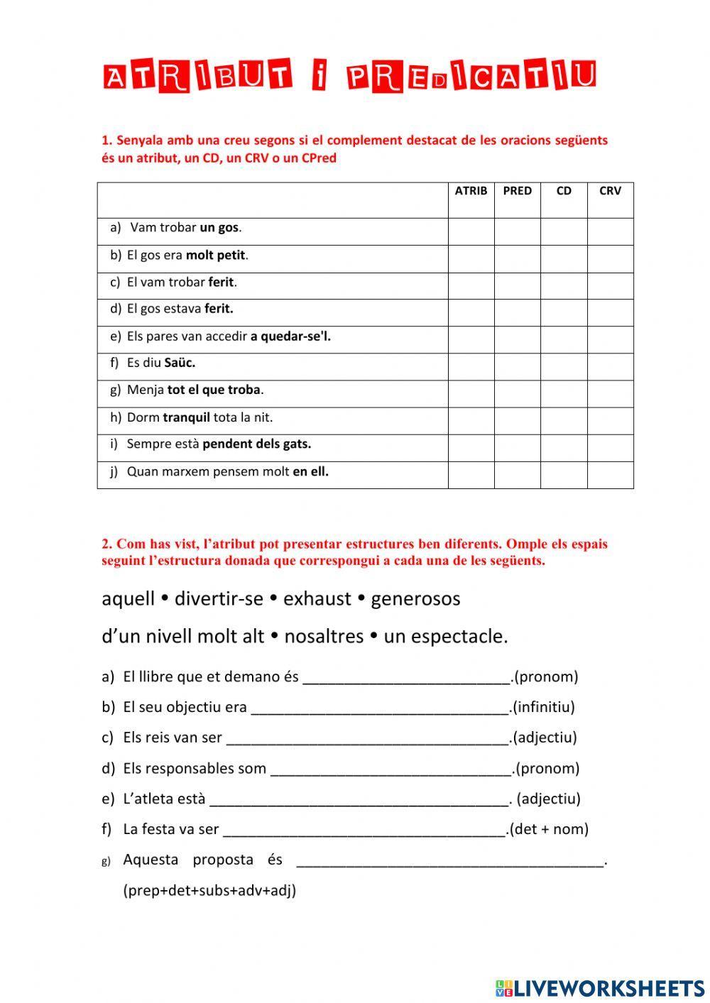 Complement Atribut i Predicatiu