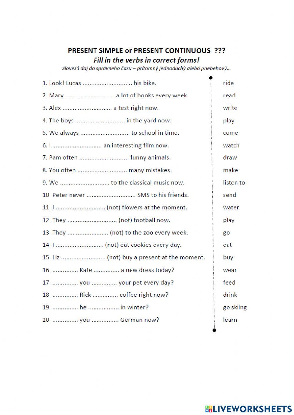 Present Simple vs Present Continuous