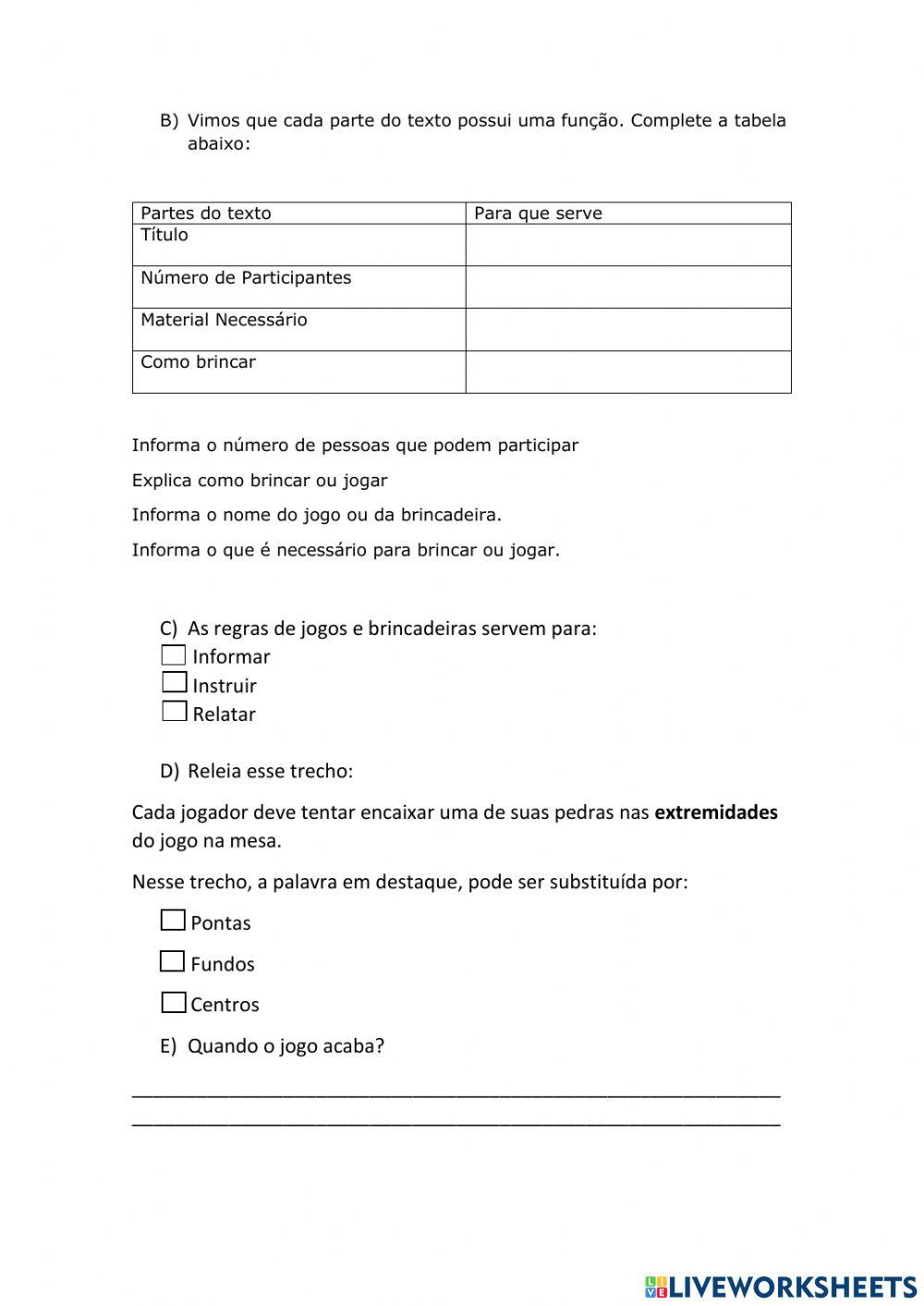 Regra de jogos worksheet live worksheets conhe a o jogo do delfino