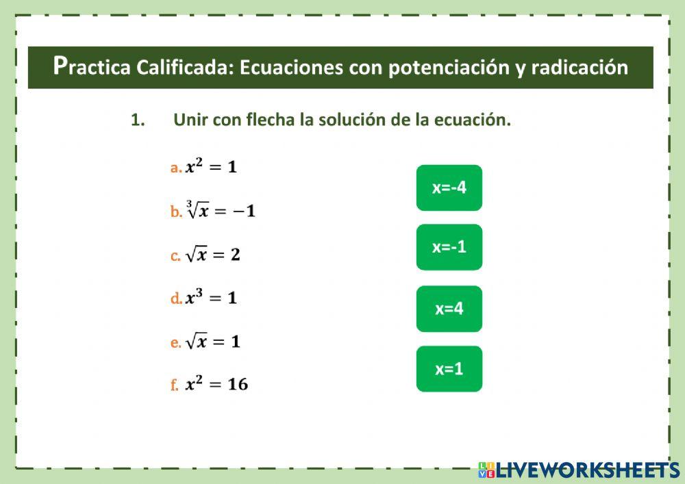 Ecuaciones con potenciación y radicación
