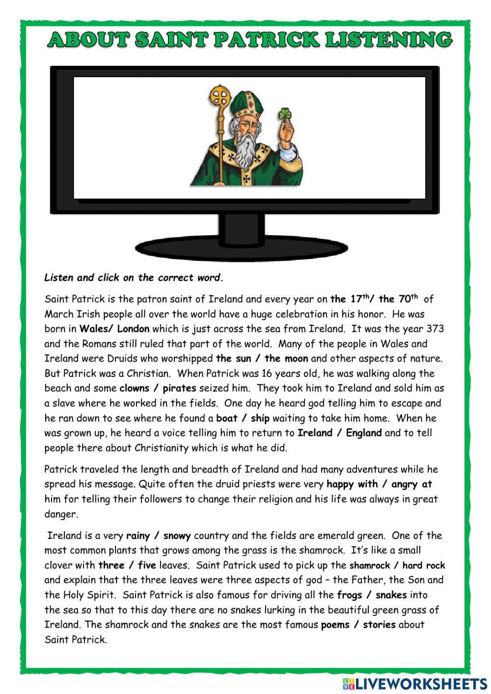 About Saint Patrick Listening