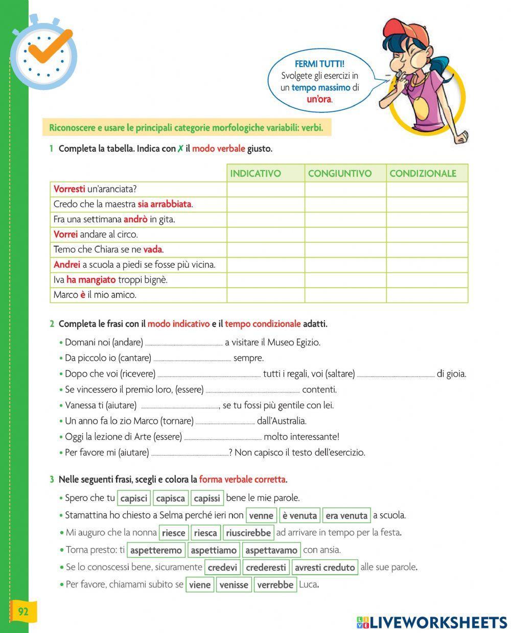 modo indicativo-congiuntivo-condizionale