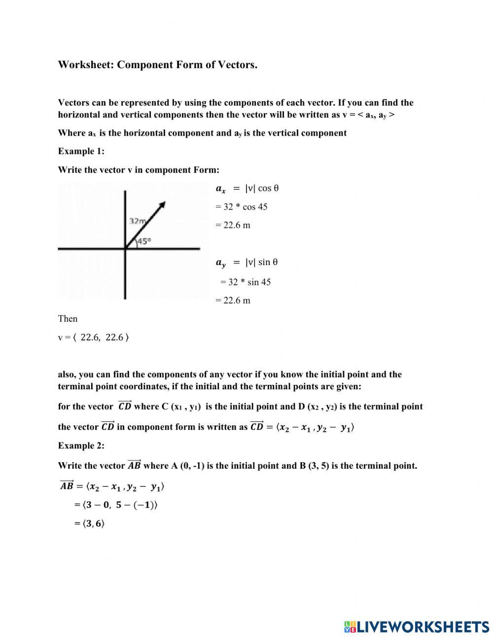 Vector Component form