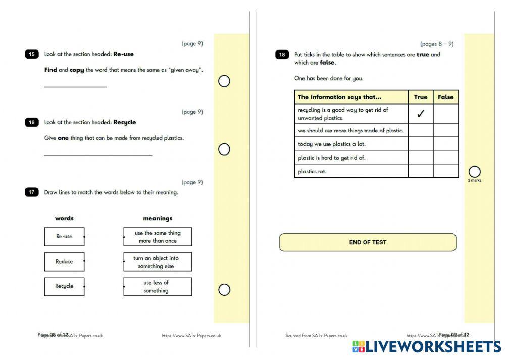 KS1 SATS 2016 SAMPLE Reading Paper 2