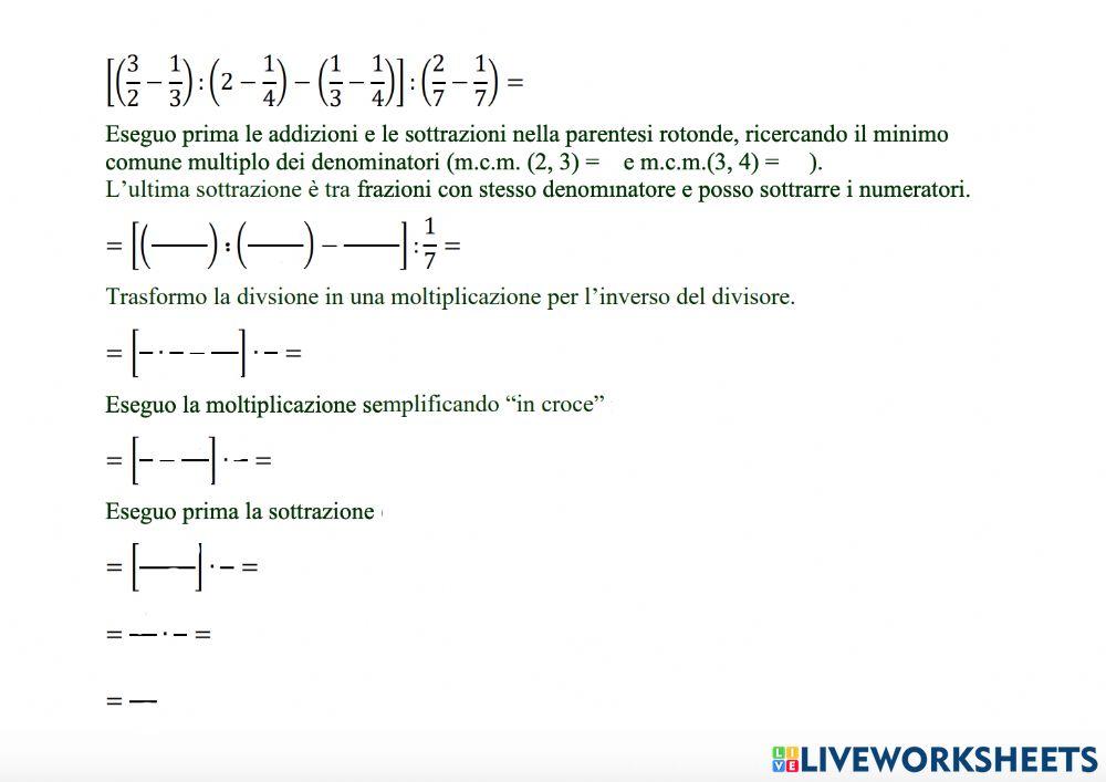 Espressioni con le frazioni