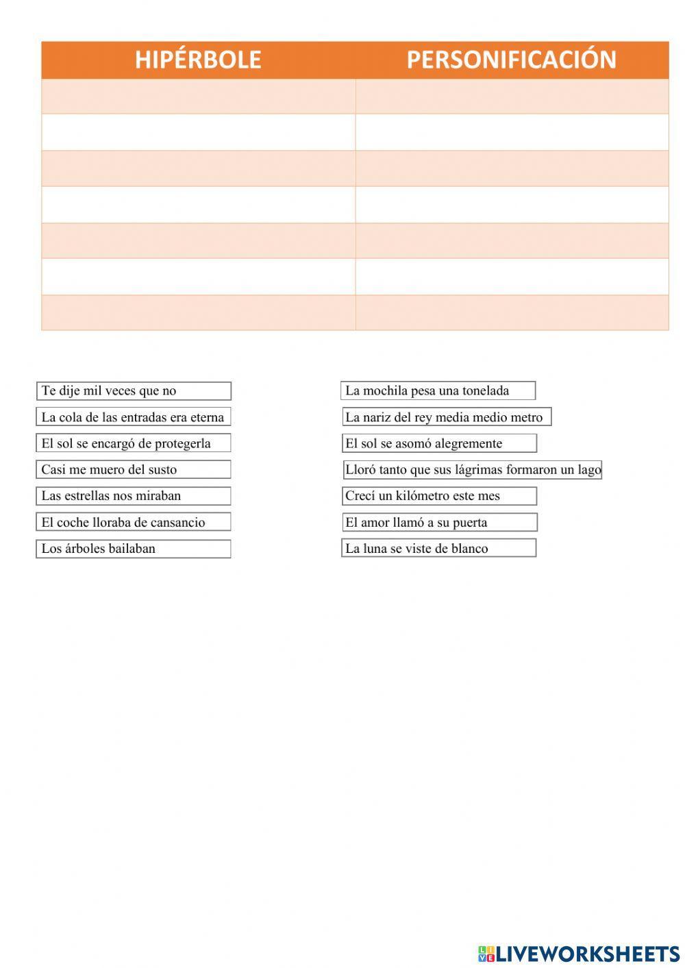 Hipérbole y personificación