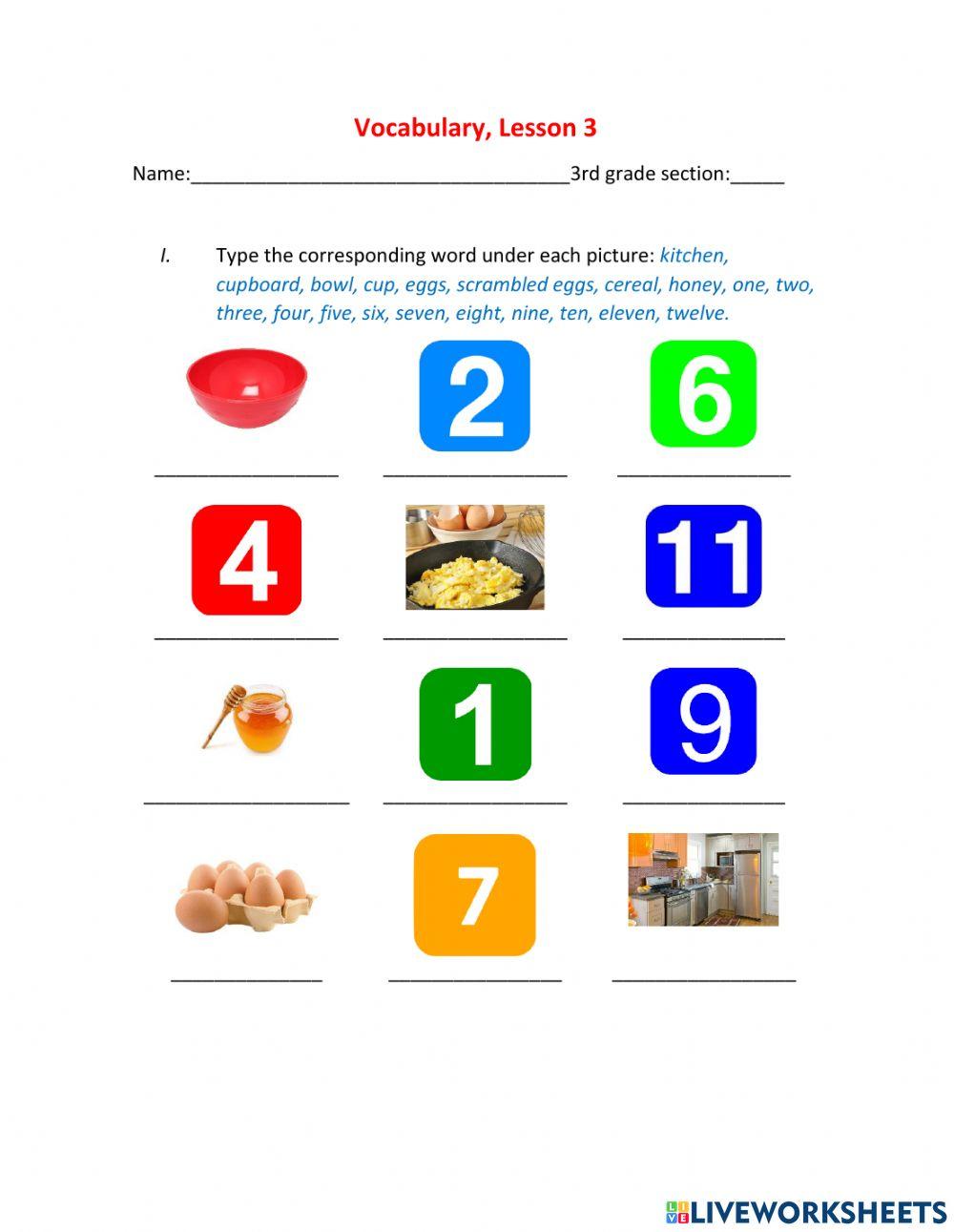 Vocabulary, lesson 3-Third grade