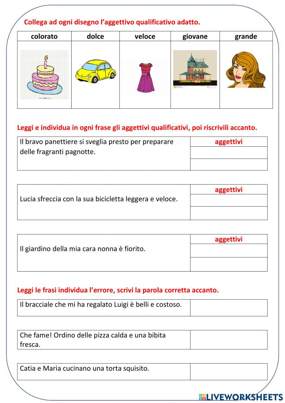 aggettivi e nomi cl. 3 primaria