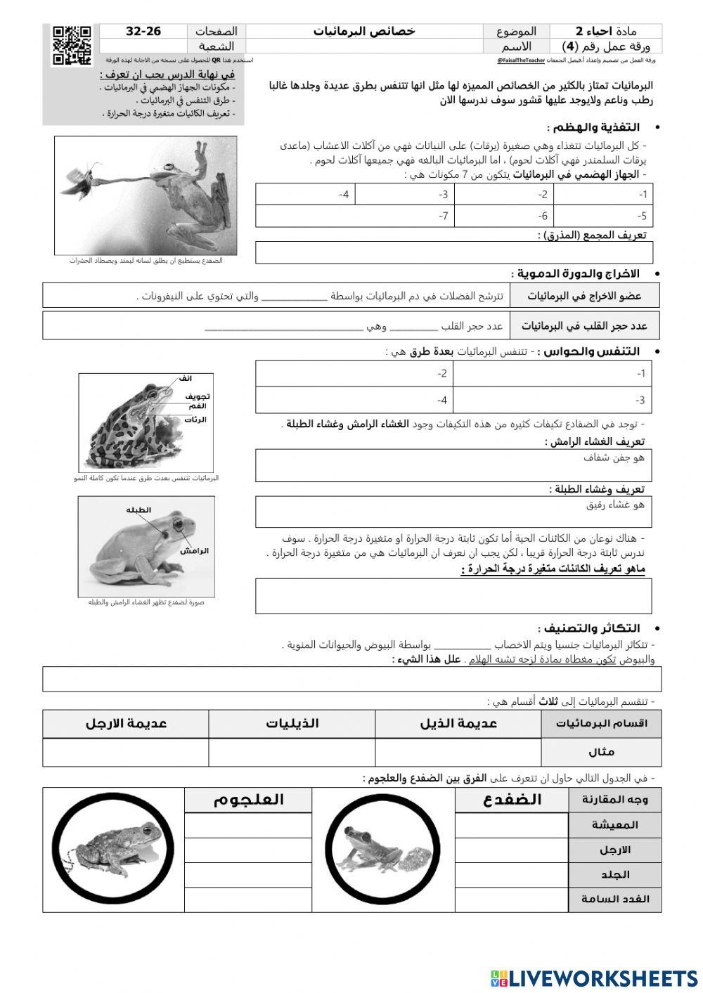 خصائص البرمائيات