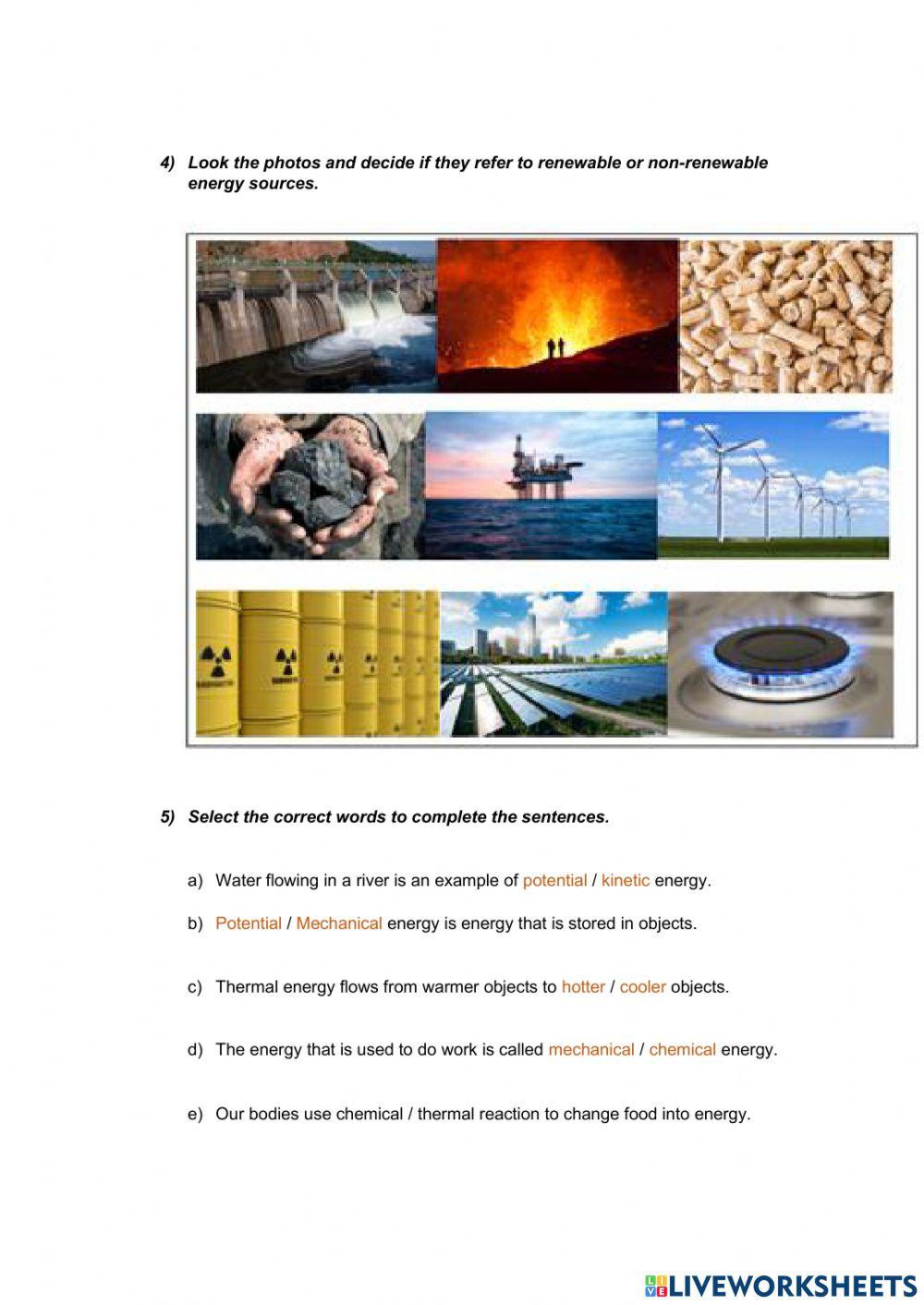 Natural science energy exam