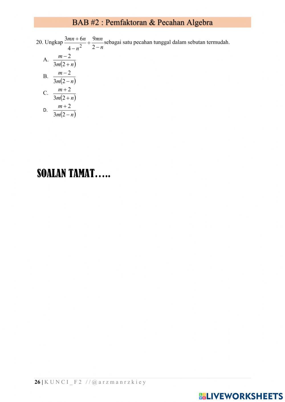 Latih Tubi Bab 2 Bahagian A