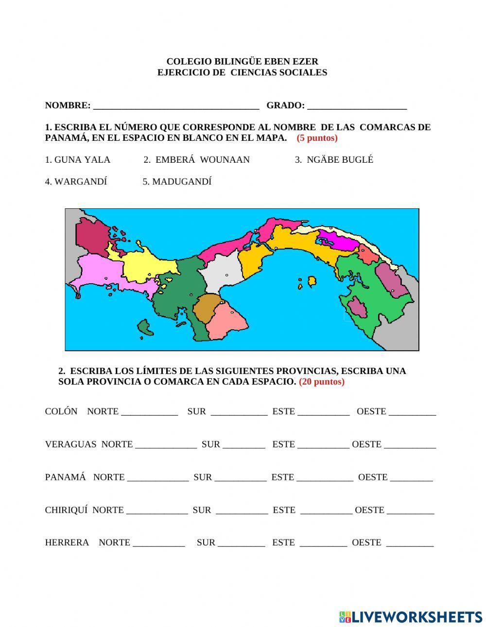 Los Límites de las provincias de Panamá