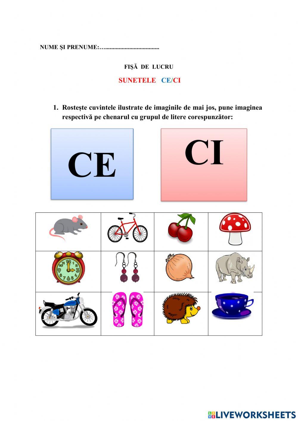 Grupurile de litere CE-CI