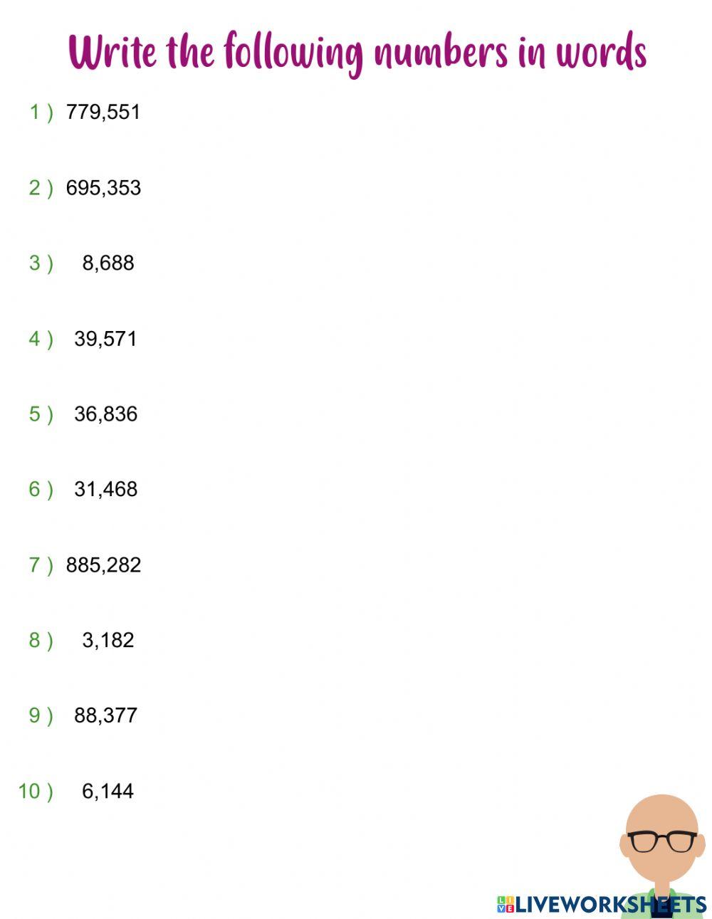 Numbers to words, up to 6 digits