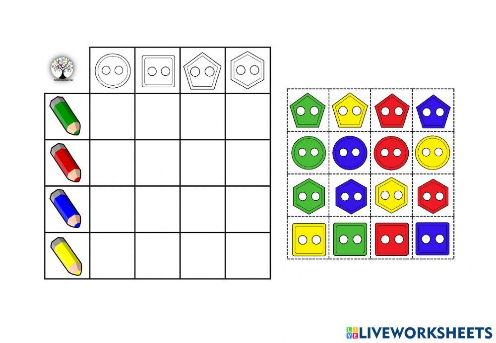 Tabela dupla entrada - cor-botões