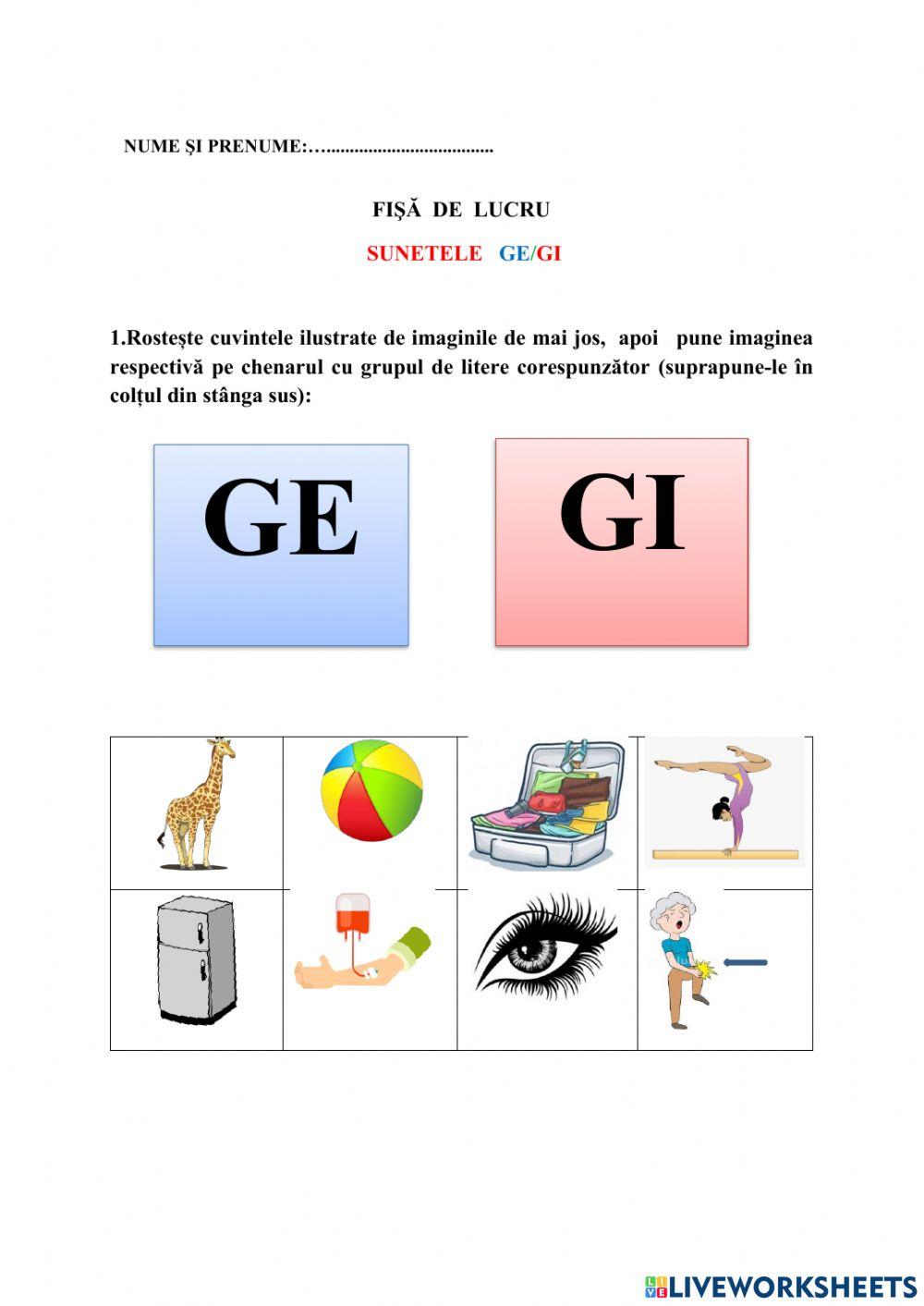 Grupurile de litere GE-GI