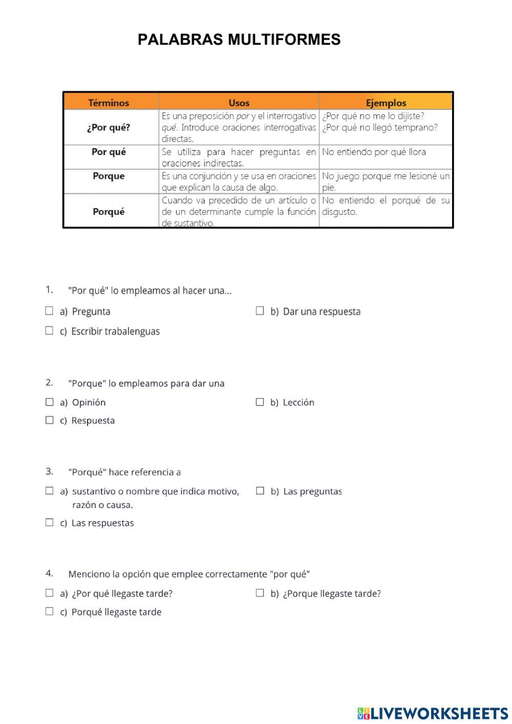 Palabras multiformes