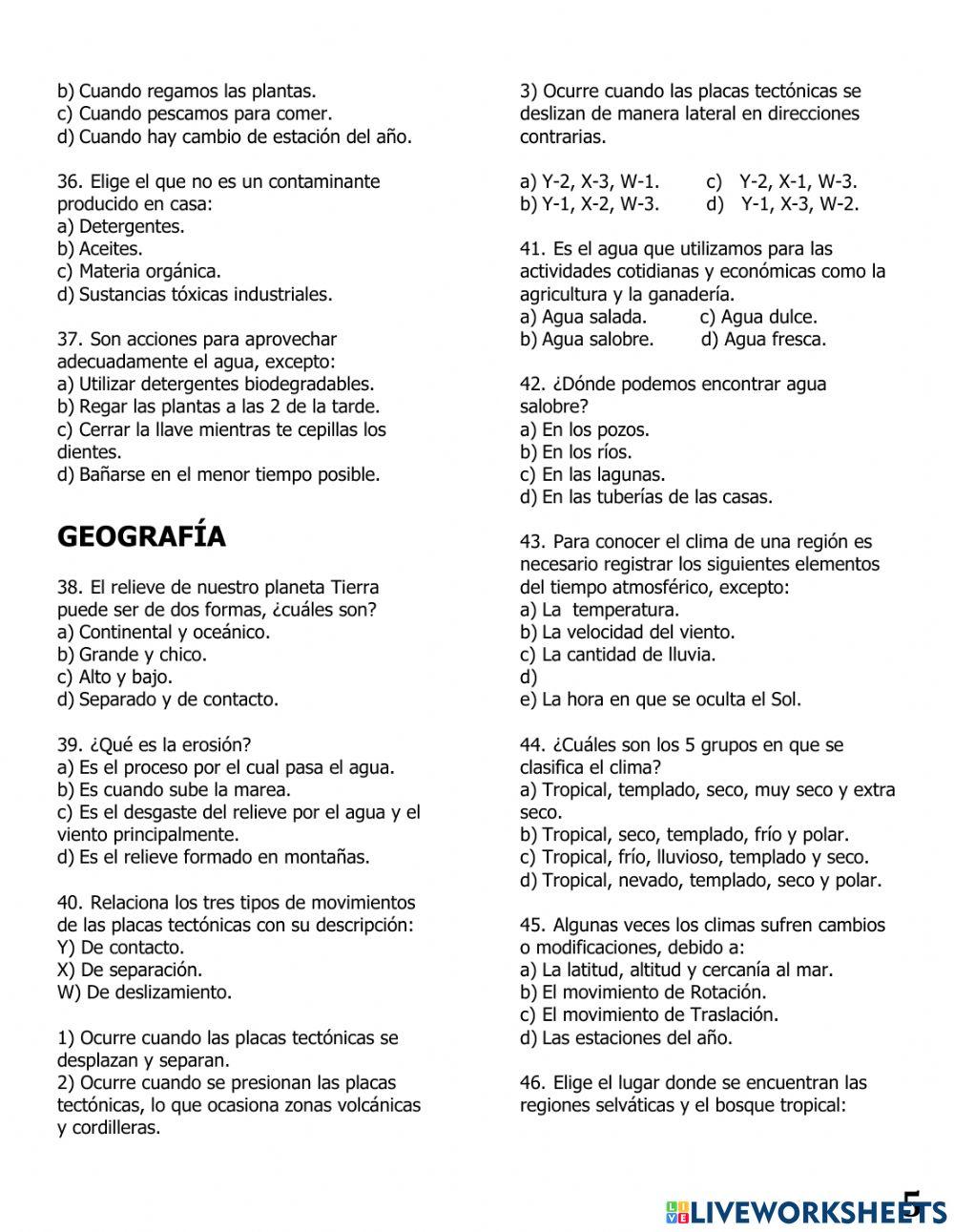 Repaso trimestral II quinto grado