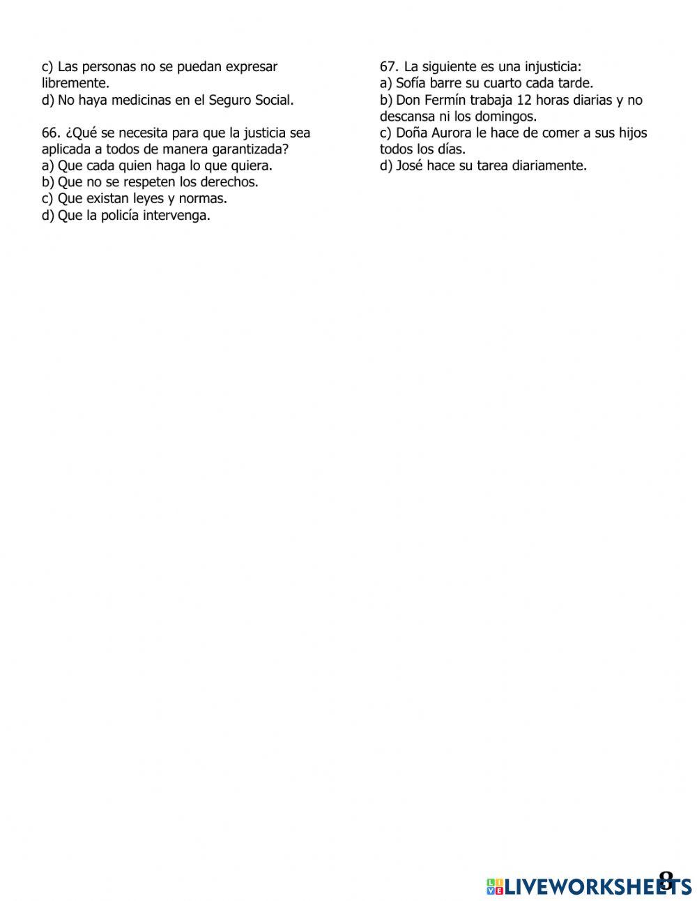 Repaso trimestral II quinto grado