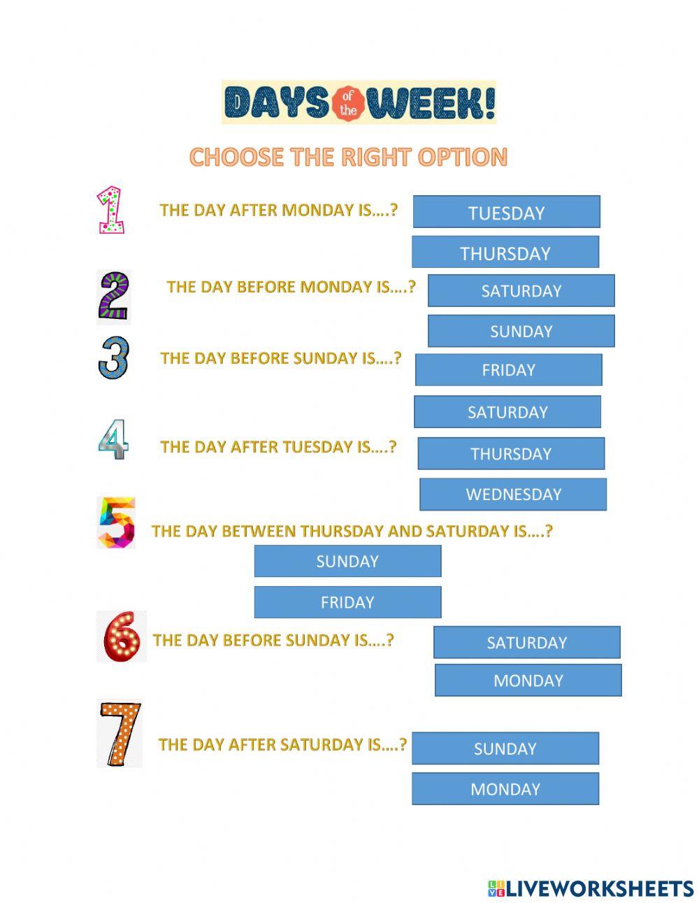 Days of the week