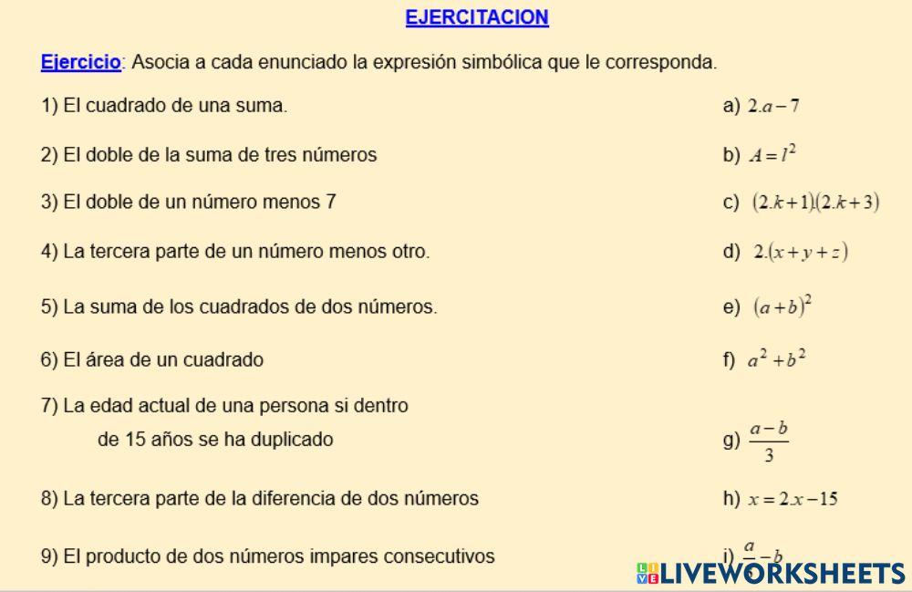 Expresiones algebraicas
