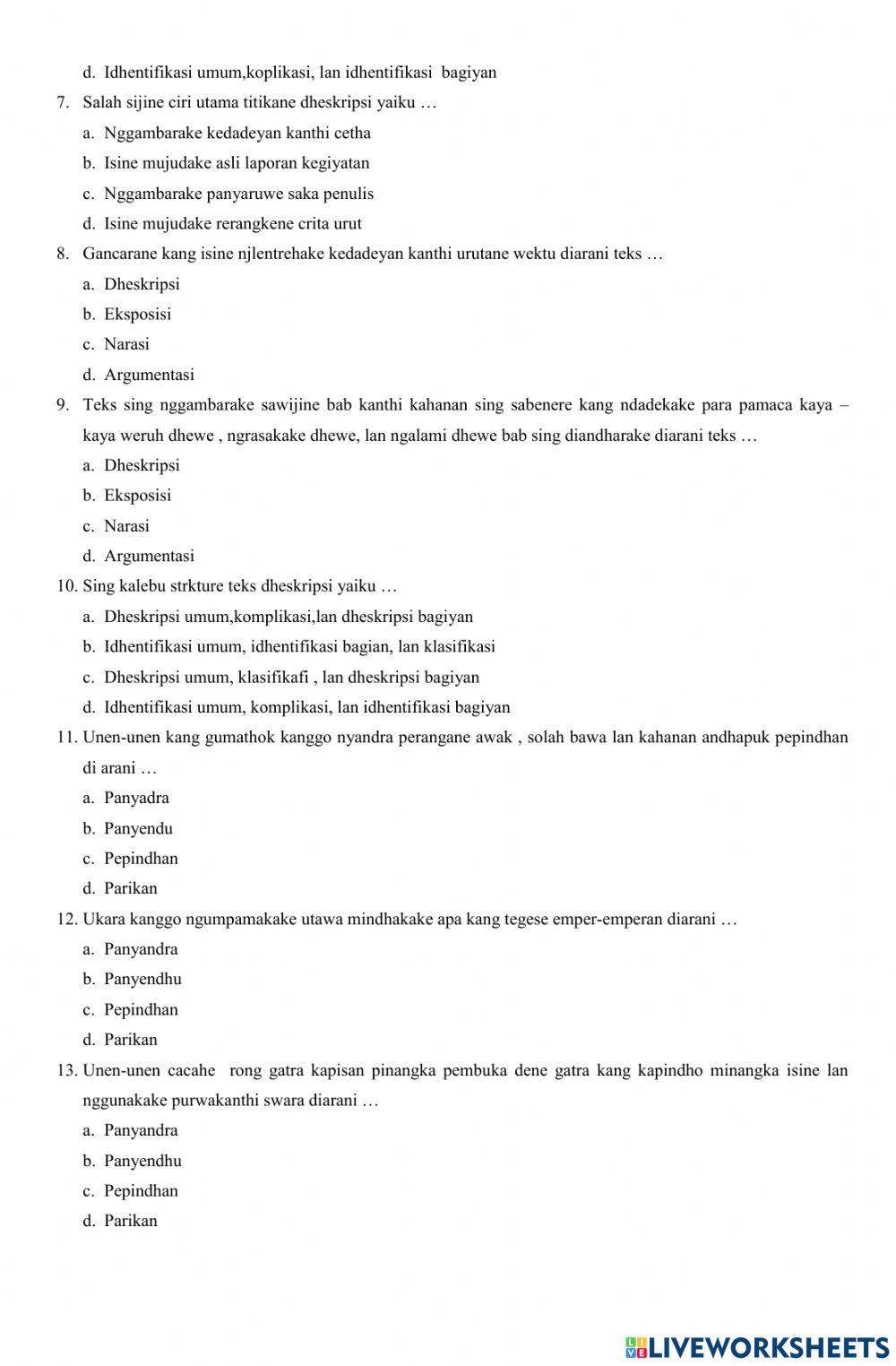 Pts bahasa jawa  5
