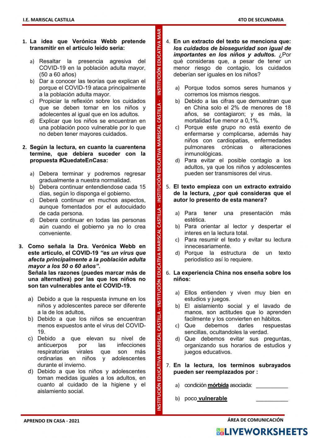 Prueba Diagnóstica 4to Sec - MC