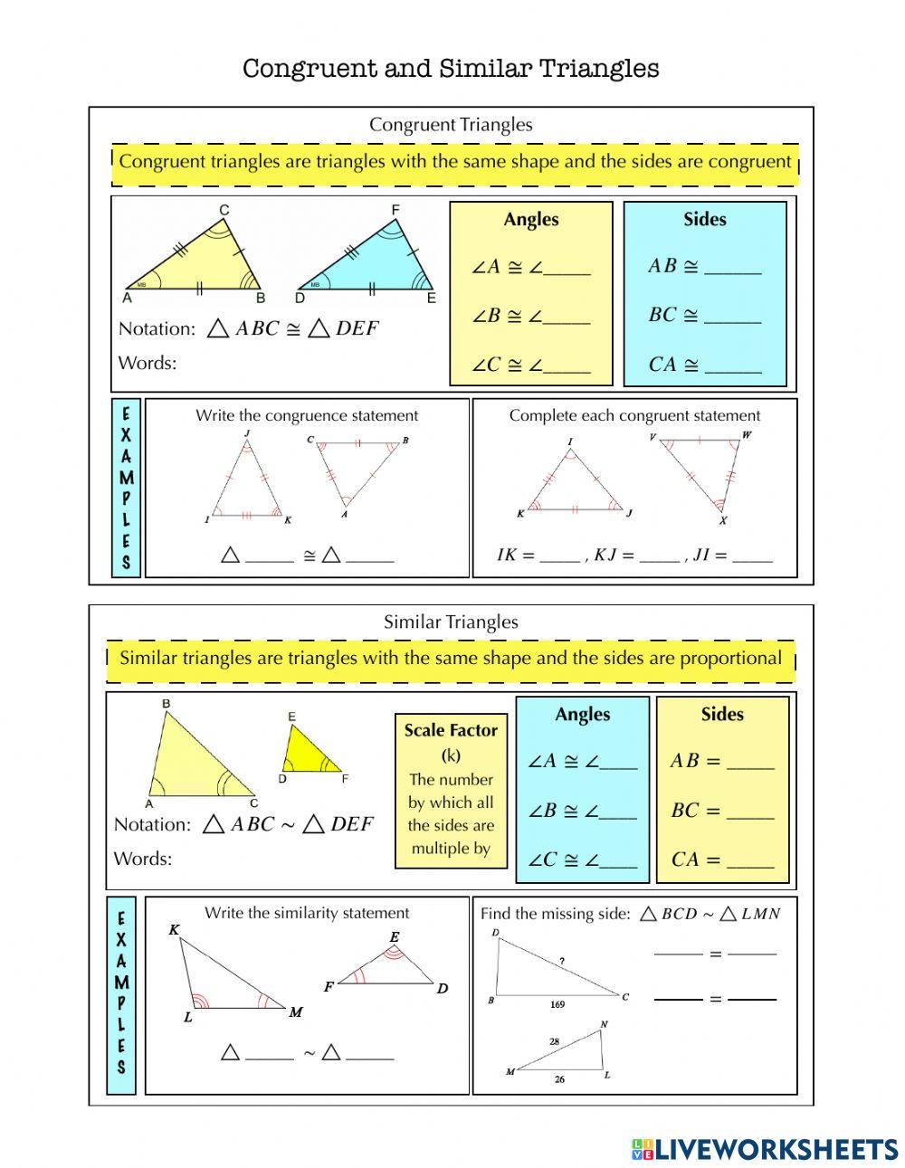 Congruent and Similar Triangles Notes