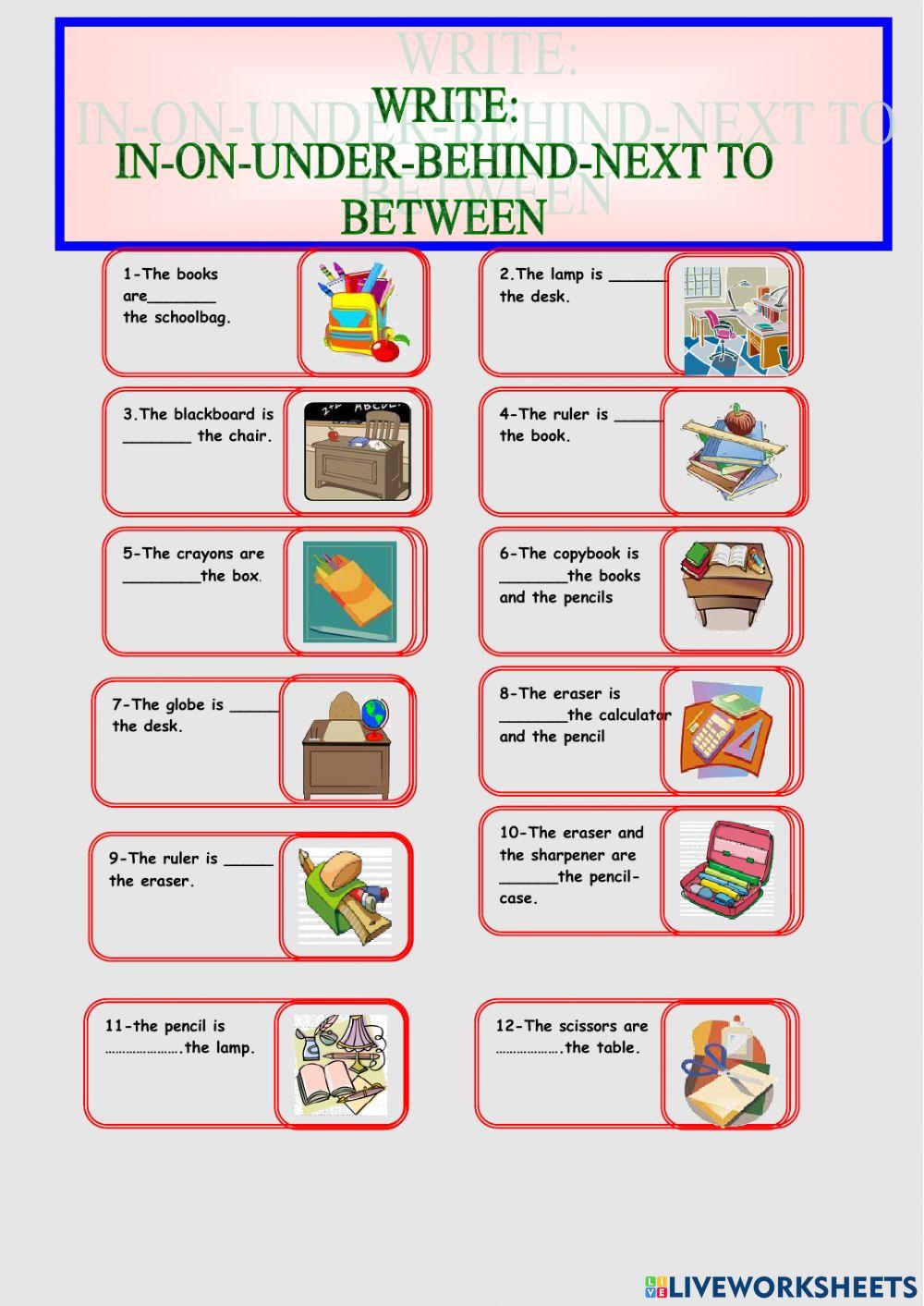 Prepositions online exercise for 3RD