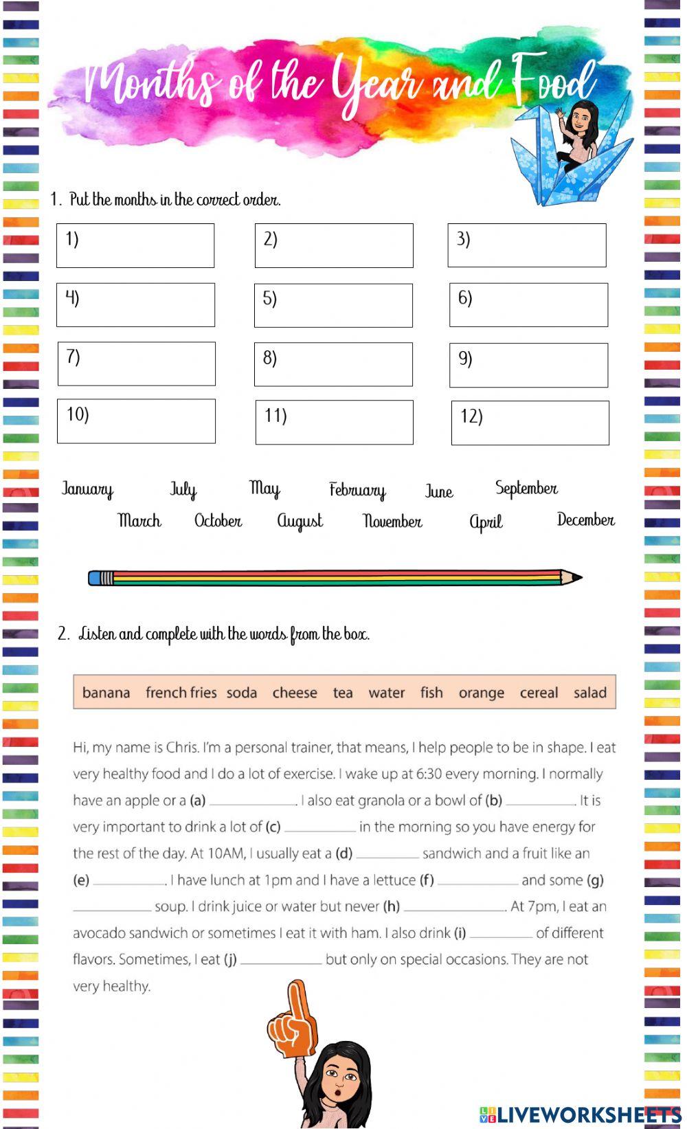 Months of the year and Food