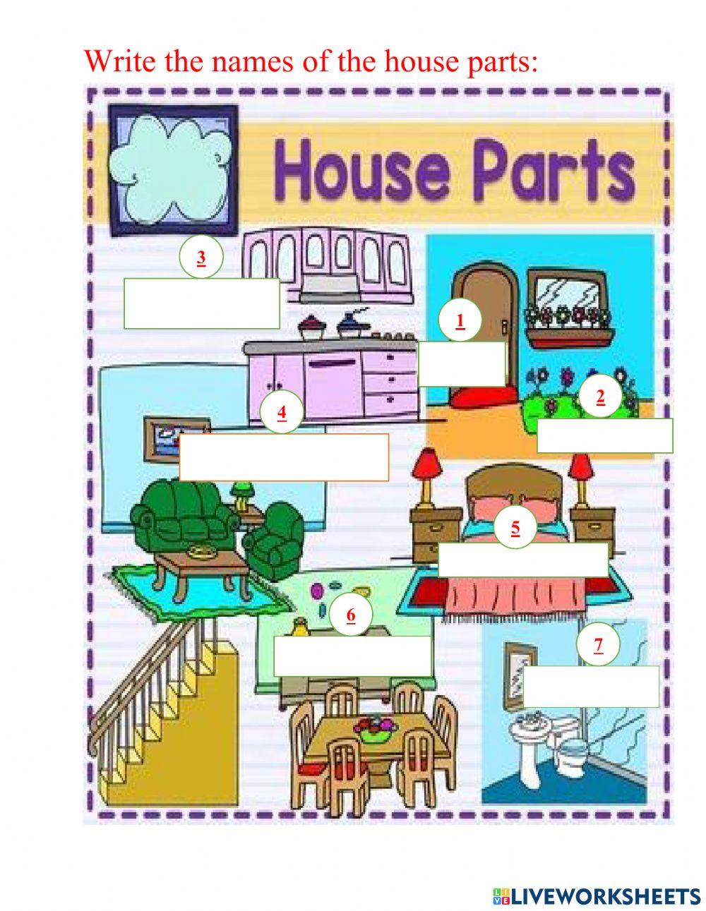 House parts interactive exercise for 5 Live Worksheets