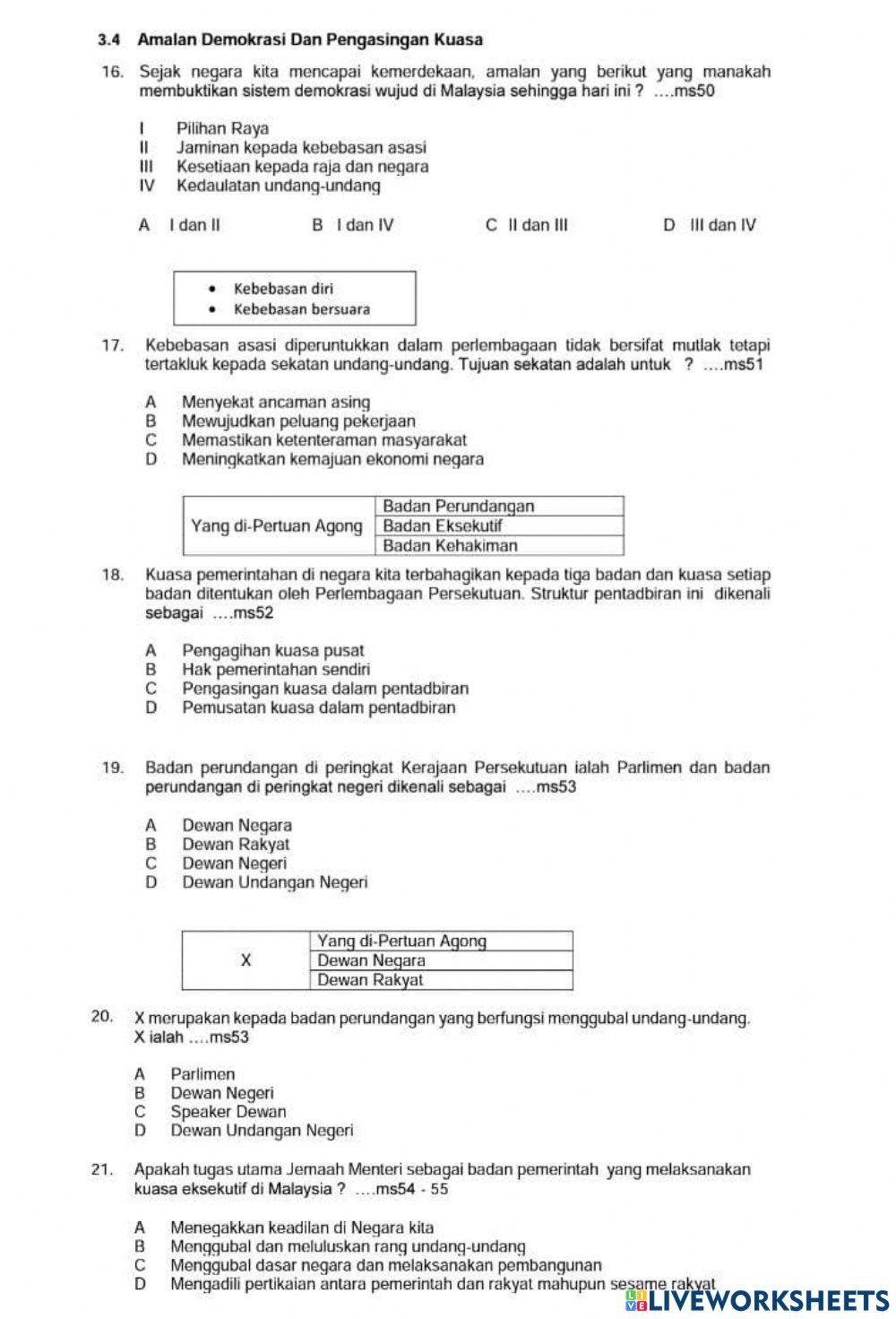 3.4 Amalan Demokrasi dan Pengasingan Kuasa