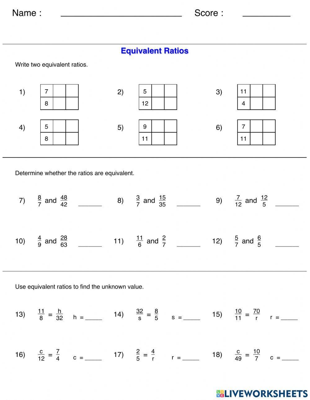 Equivalent ratios