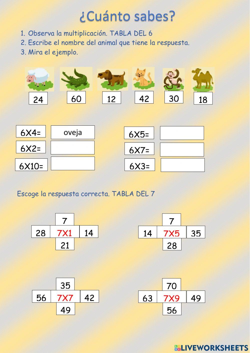 Tablas de multiplicar