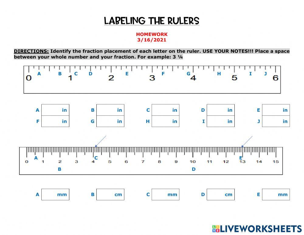Labeling Rulers worksheet Live Worksheets