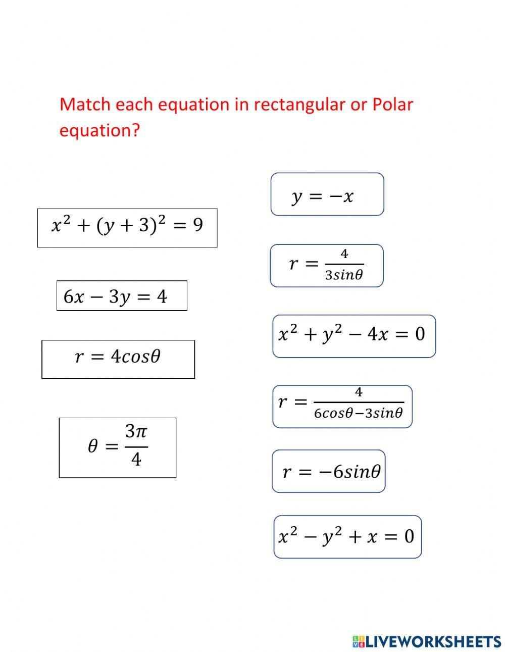 Convert polar to rectangular and rectangular to polar