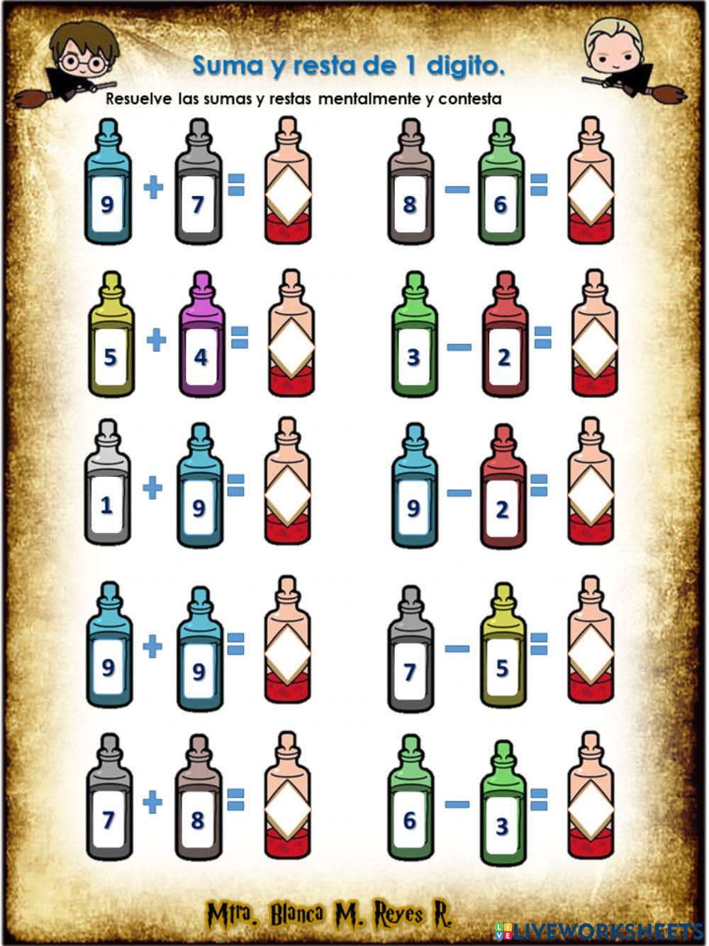 Suma y resta de 1 digito