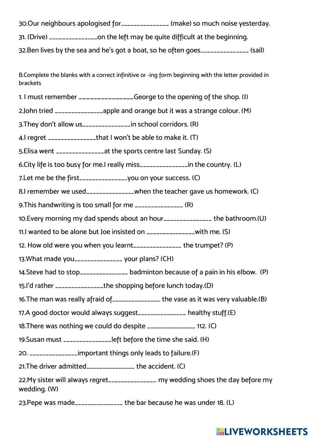 Gerunds and infinitives