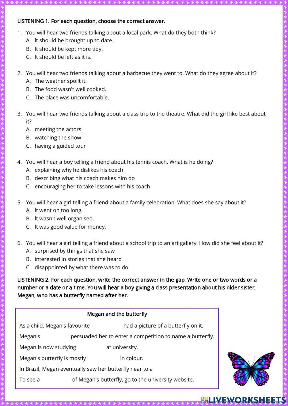 Pet for schools test