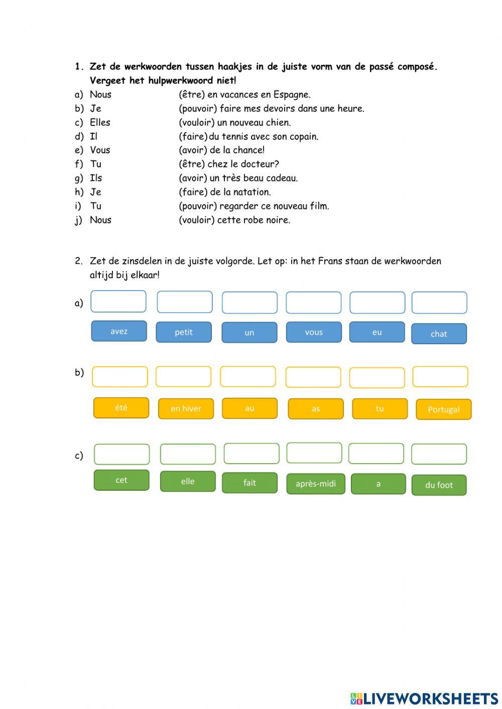 Verbes irréguliers passé composé