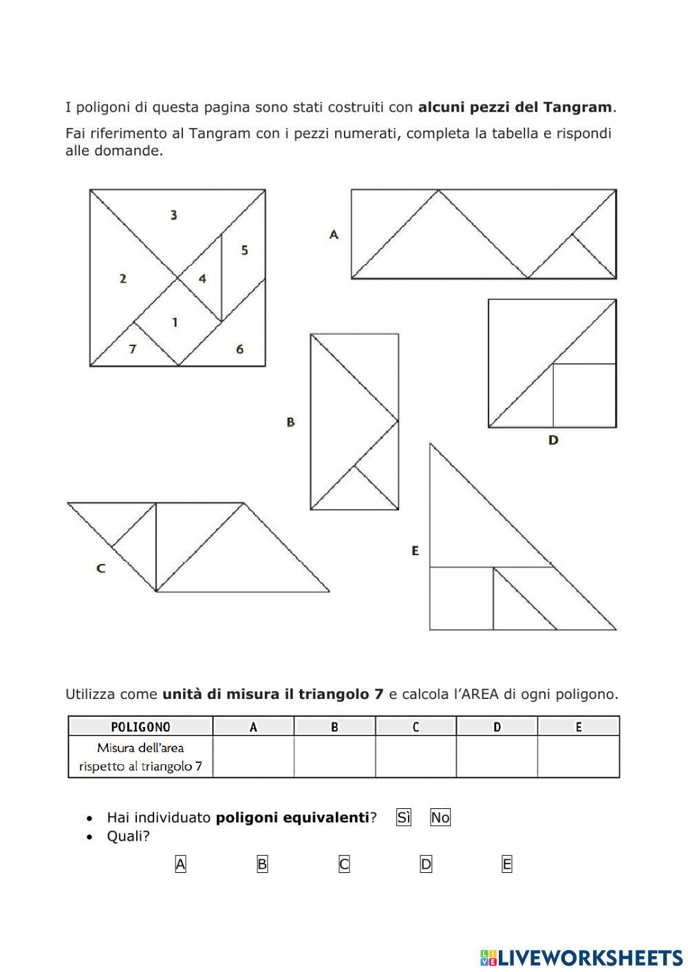 Misurare l'AREA del tangram