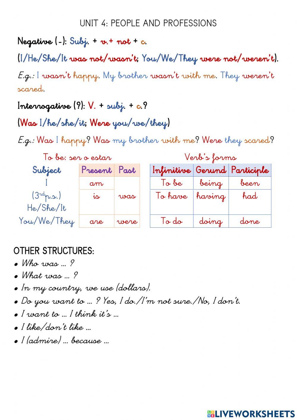 Unit 4 people and professions