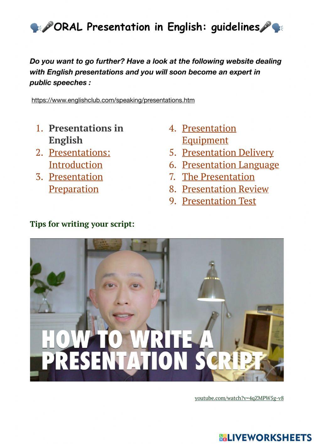 Oral Presentation In English Worksheet Live Worksheets oral-presentation-in-english-worksheet-live-worksheets