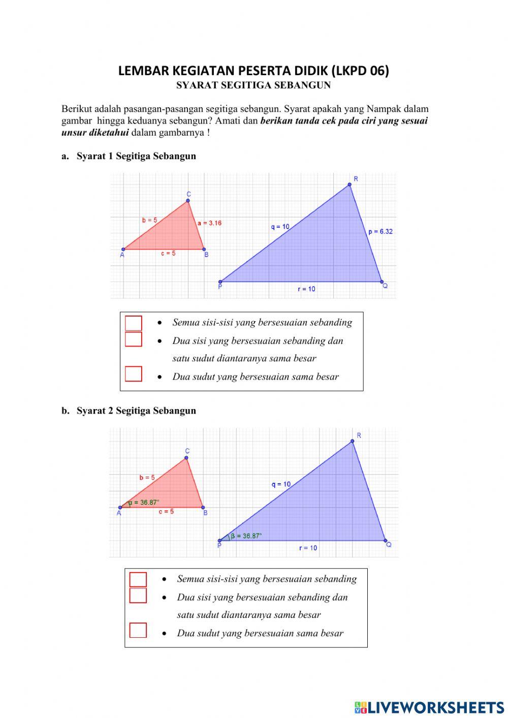 Syarat Segitiga Sebangun