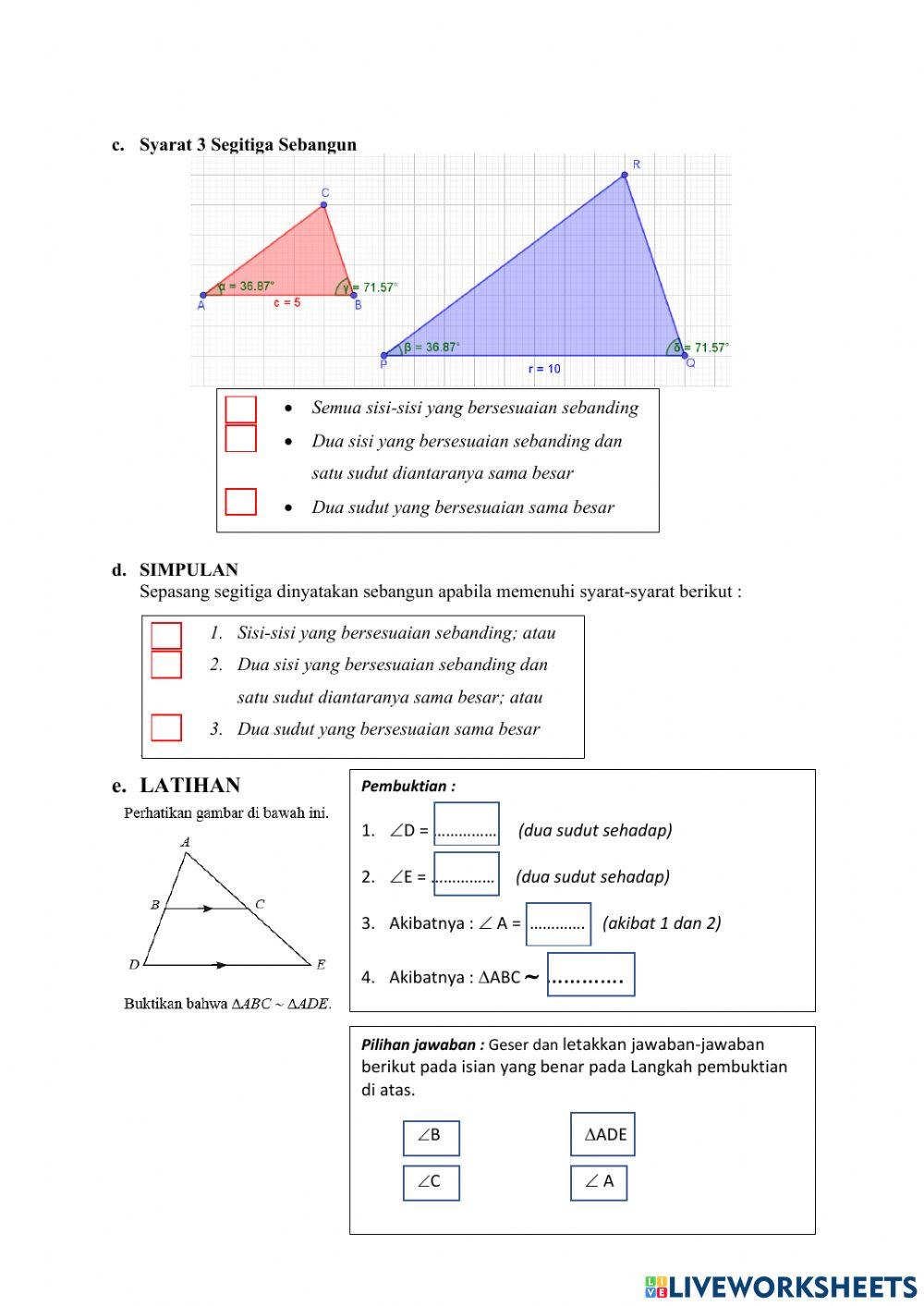 Syarat Segitiga Sebangun